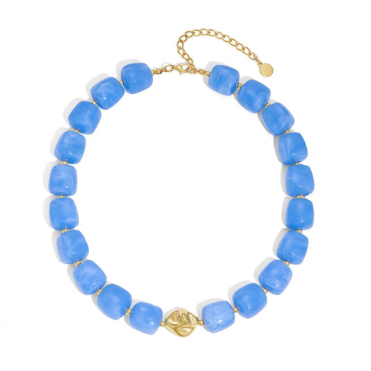 Luxury Geometric Resin Pendant Acrylic Ball Chain Necklace for Women
