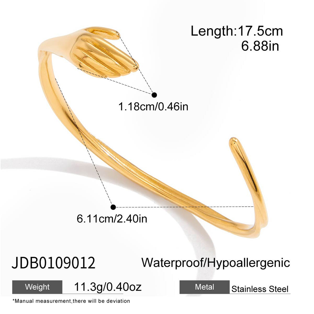 Bracciale a Polsino in Acciaio Inossidabile con Occhio di Tigre e Design Geometrico, Placcato Oro 18K, Anello Aperto, Gioielli Leggeri