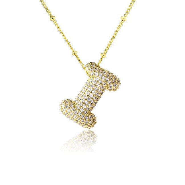 Fashion Plated Brass Letter Bubble Pendant Necklace for Women