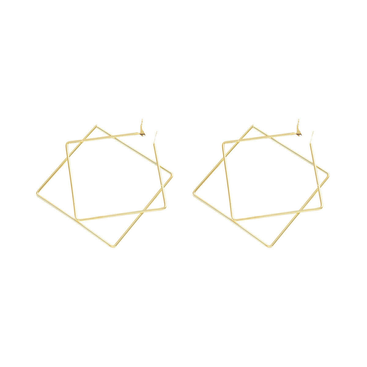 Pendientes geométricos para mujer inspirados en Chanel con aleación chapada en oro de 18 quilates y postes de acero inoxidable