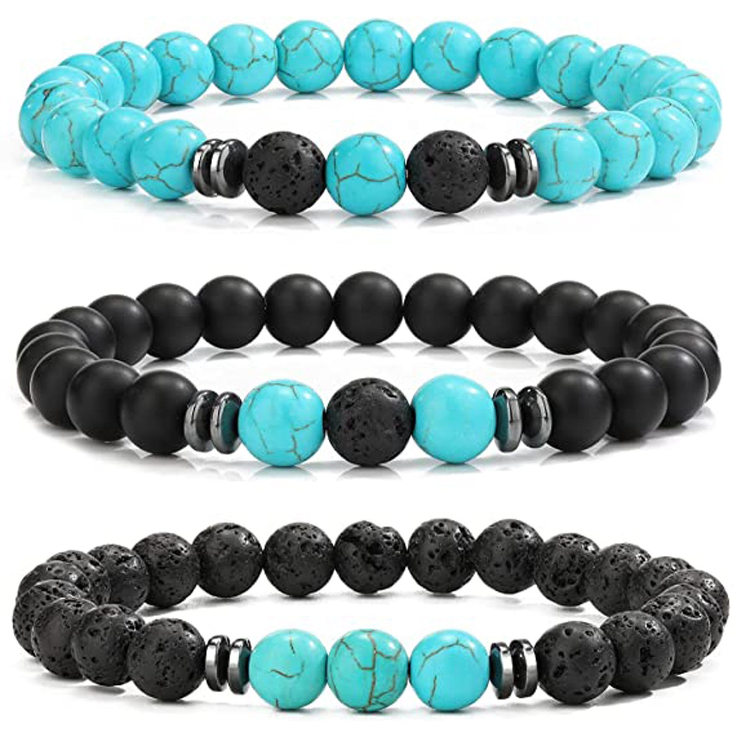 Minimalist Round Agate Geometric Bracelet Set Unisex