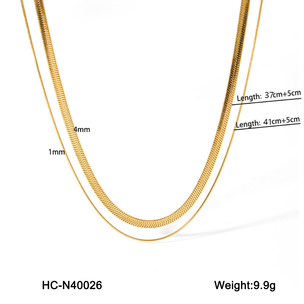 Minimalist Geometric Titanium Steel Multi-Layer Necklace for Women with Plated Finish Snake Chain and Linear Design