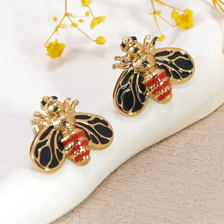 Sweet Colorful Drip Oil Animal Stainless Steel Earrings