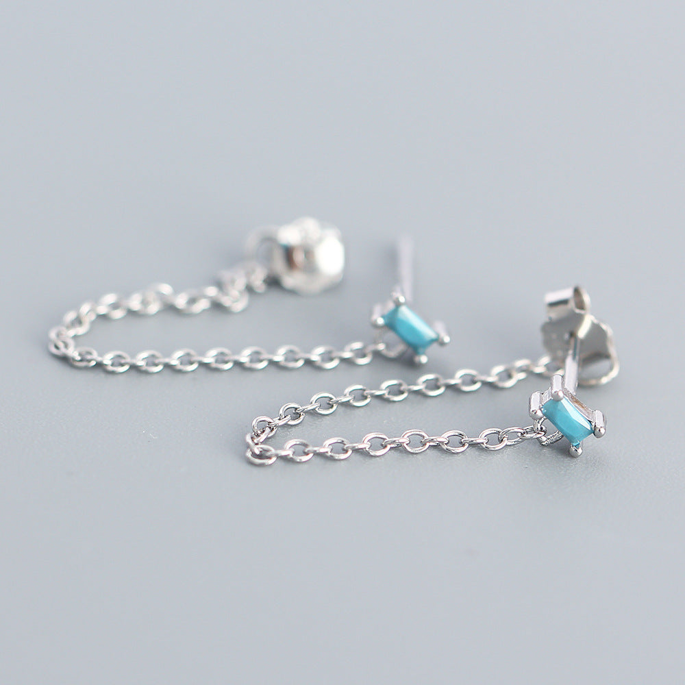 Eleganti Orecchini Pendenti a Goccia da Donna con Nappe a Quadrato Geometrico in Zirconia Cubica, in Argento Sterling 925