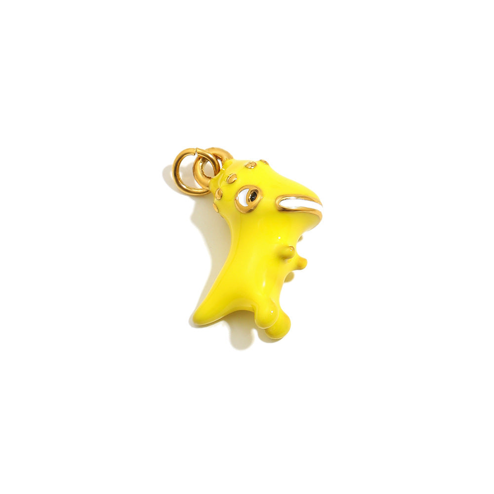 18K Gold Plated Drip Oil Animal Shape Stainless Steel Charm Bar