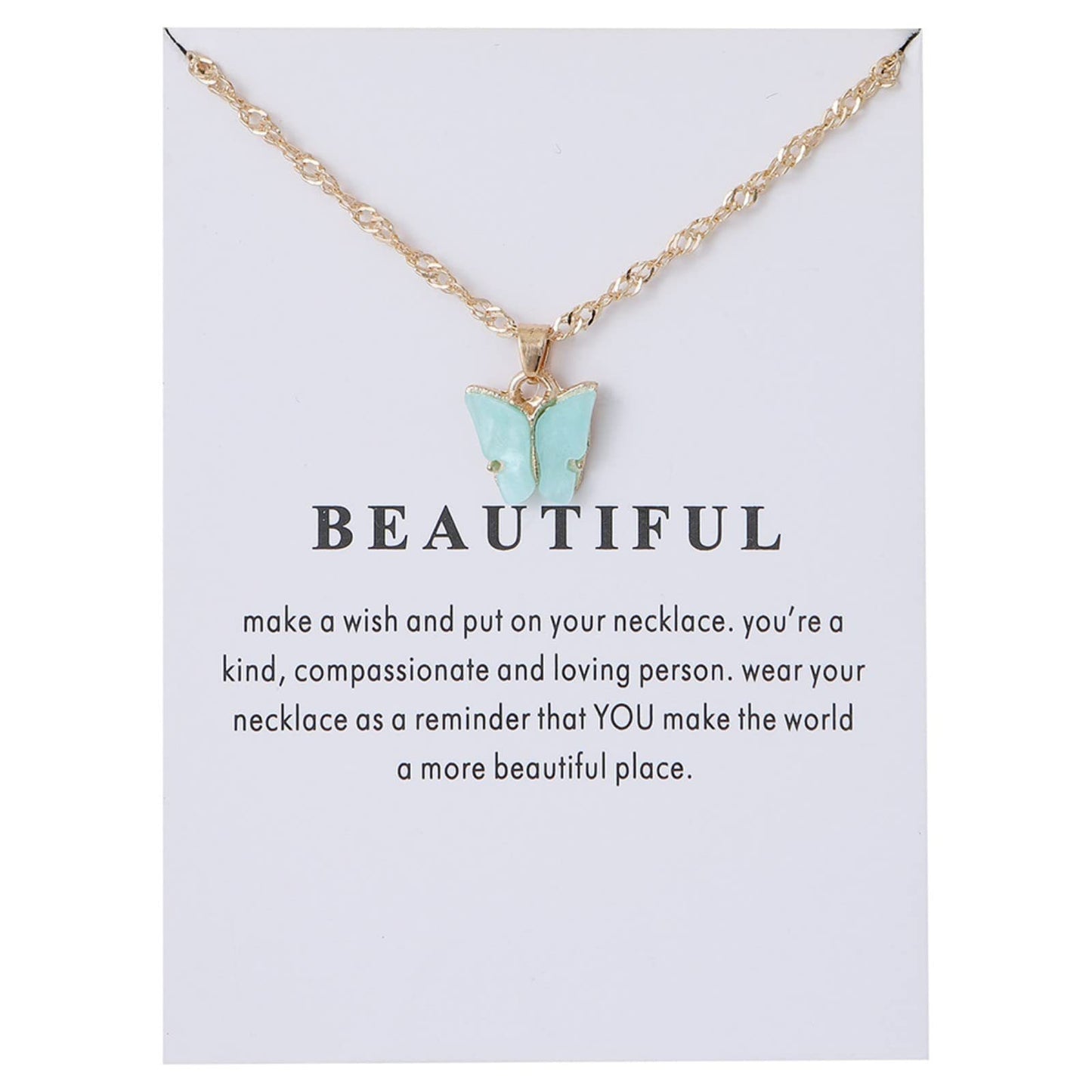 Sweet Minimalist Butterfly Acrylic Pendant Necklace for Women