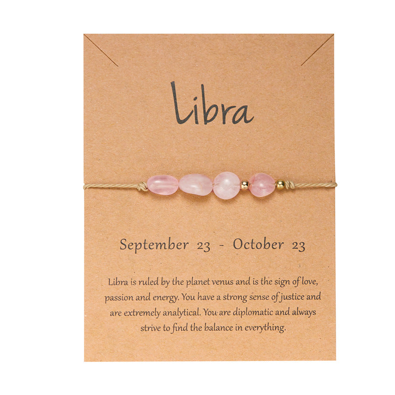 Pulsera de cuerda con cuentas de piedra natural para mujer, con elementos de constelación del zodiaco