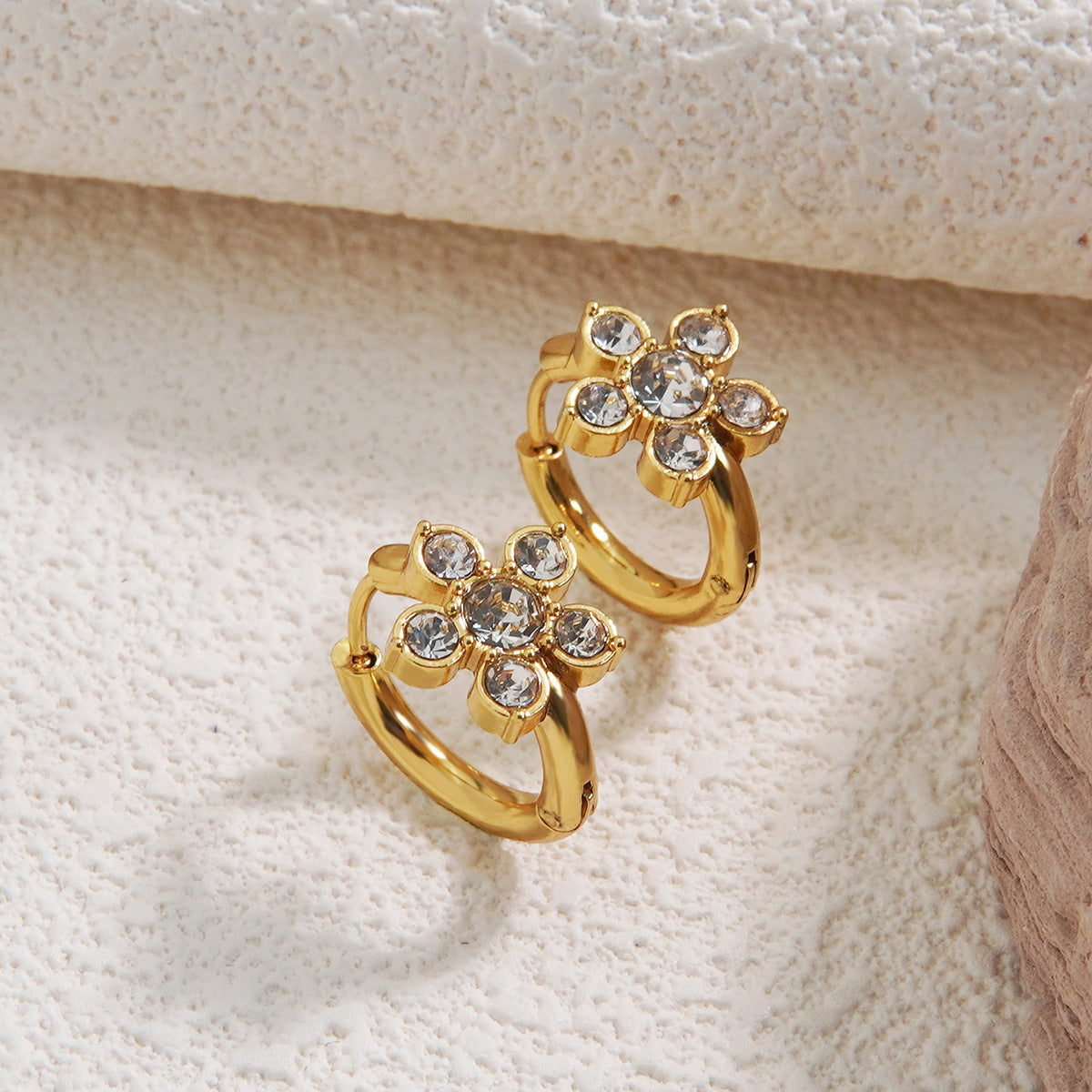 Sweet Floral Plated Stainless Steel Earrings