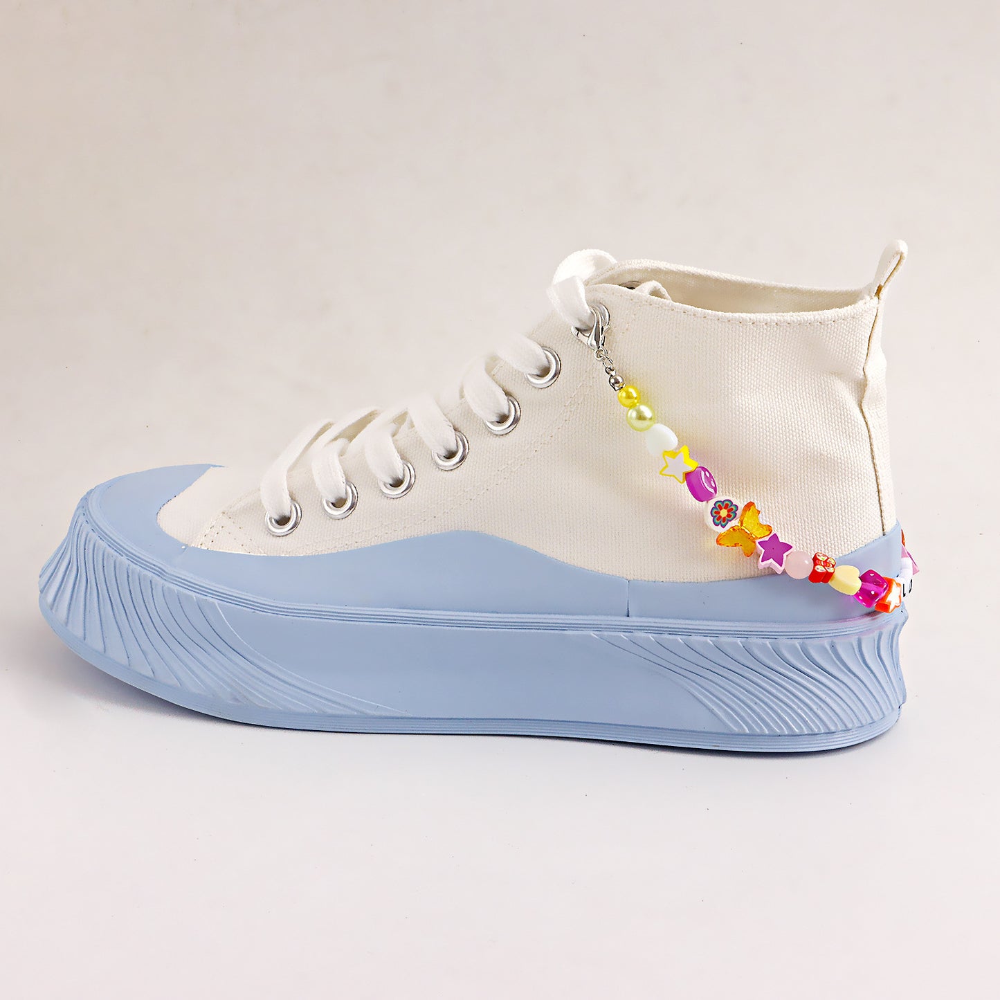 Minimalist LOVE Letter Butterfly Anklet for Women Alloy Geometric Foot Jewelry with Mixed Color Polymer Clay Beads