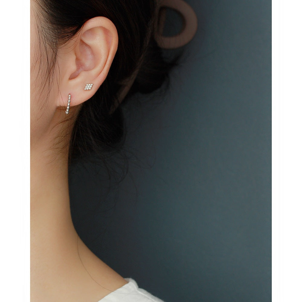 Orecchini a perno con pois geometrici in argento sterling 925, placcati, minimalisti e graziosi