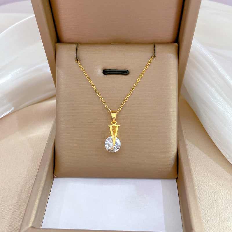 Collar Colgante de Luna Geométrica Minimalista para Mujer y Hombre Cadena Fina de Acero Inoxidable para Clavícula con Acentos de Circonita