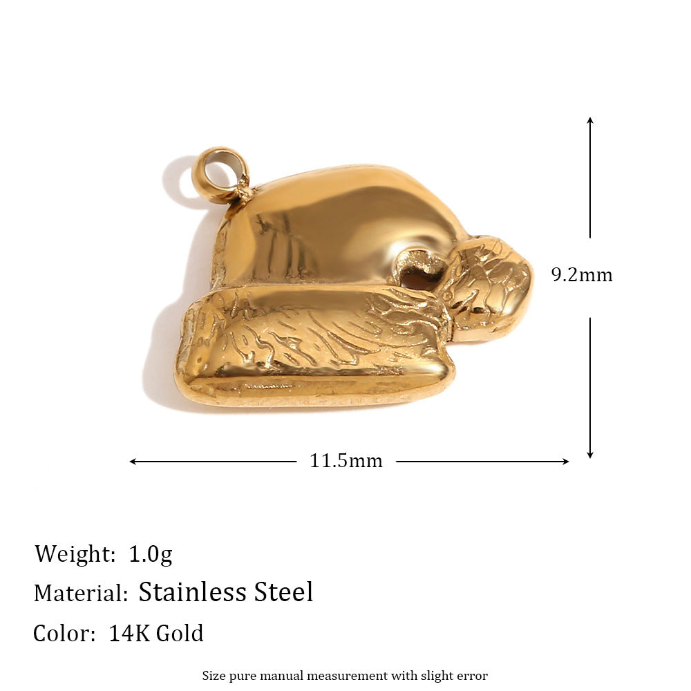 Fashionable Minimalist Reindeer and Snowflake Pendant Necklace for Women in Stainless Steel with 14K Gold Plating