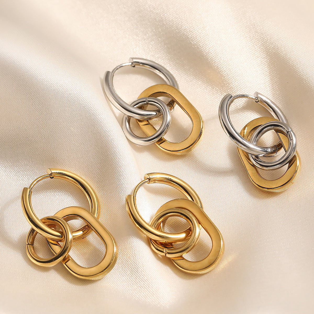 Minimalist Geometric Gold Plated Stainless Steel Earrings for Women