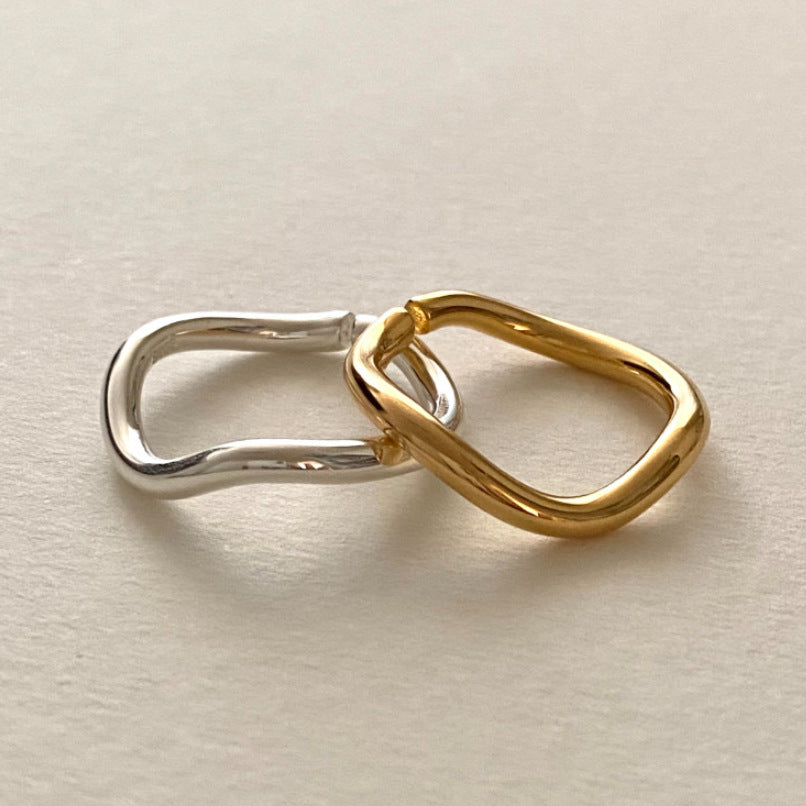 Minimalist Sweet 925 Sterling Silver Polished Heart Geometric Ring for Women