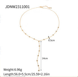 Collana pendente geometrica in acciaio al titanio con finitura placcata da donna, catena leggera di lusso per maglione