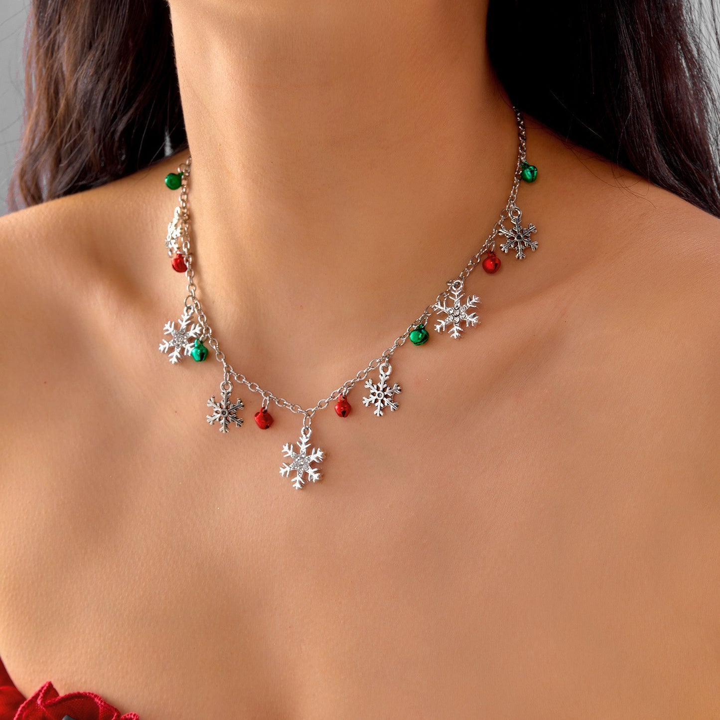 Casual Drip Oil Plated Geometric Alloy Necklace with Christmas Tree Snowflake Reindeer Santa Pendant for Unisex