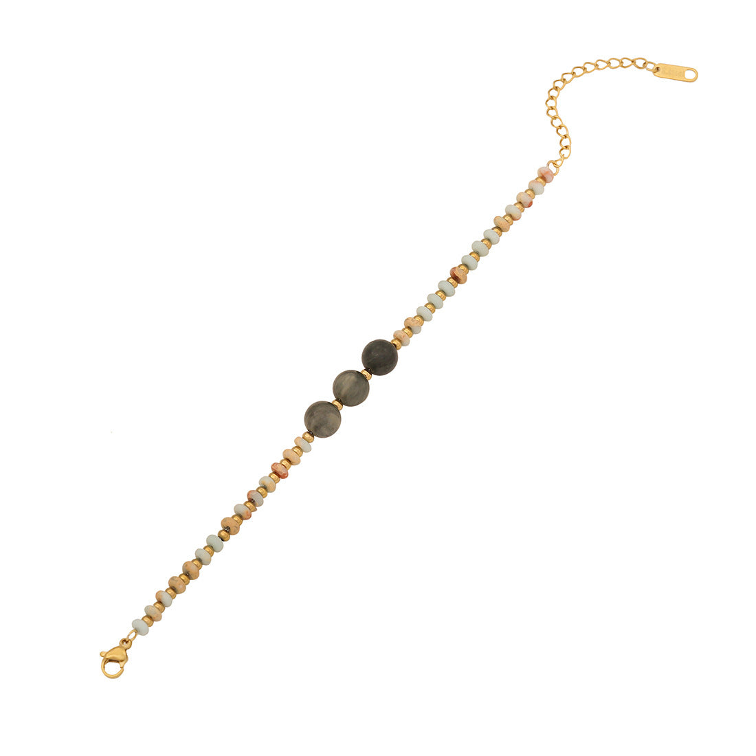 Pulsera vintage de cobre en forma de corazón con cuentas para mujer, con artesanía hecha a mano y detalles de piedras naturales