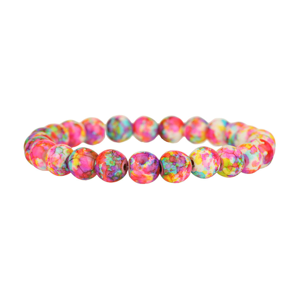 Minimalist Geometric Color Block Crystal Bracelet for Unisex