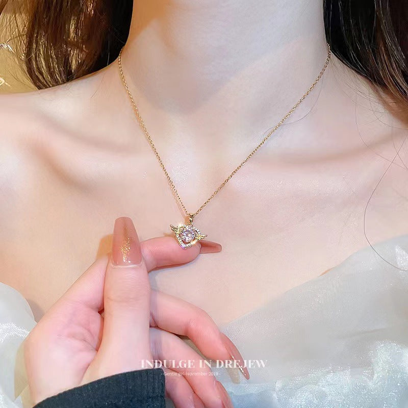 Minimalist Heart-Shaped Titanium Steel Pendant Necklace for Women with Plated Finish and O-Chain Design