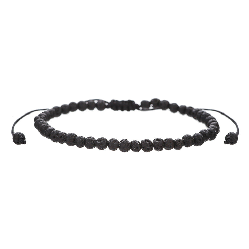 Geometric Round Tiger Eye Volcanic Stone Beaded Bracelet Unisex