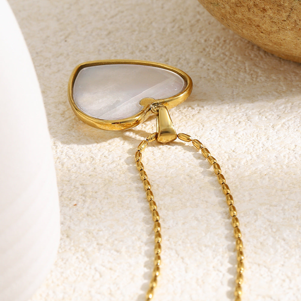 Elegant Luxury 18K Gold Plated Stainless Steel Heart Pendant Necklace for Women