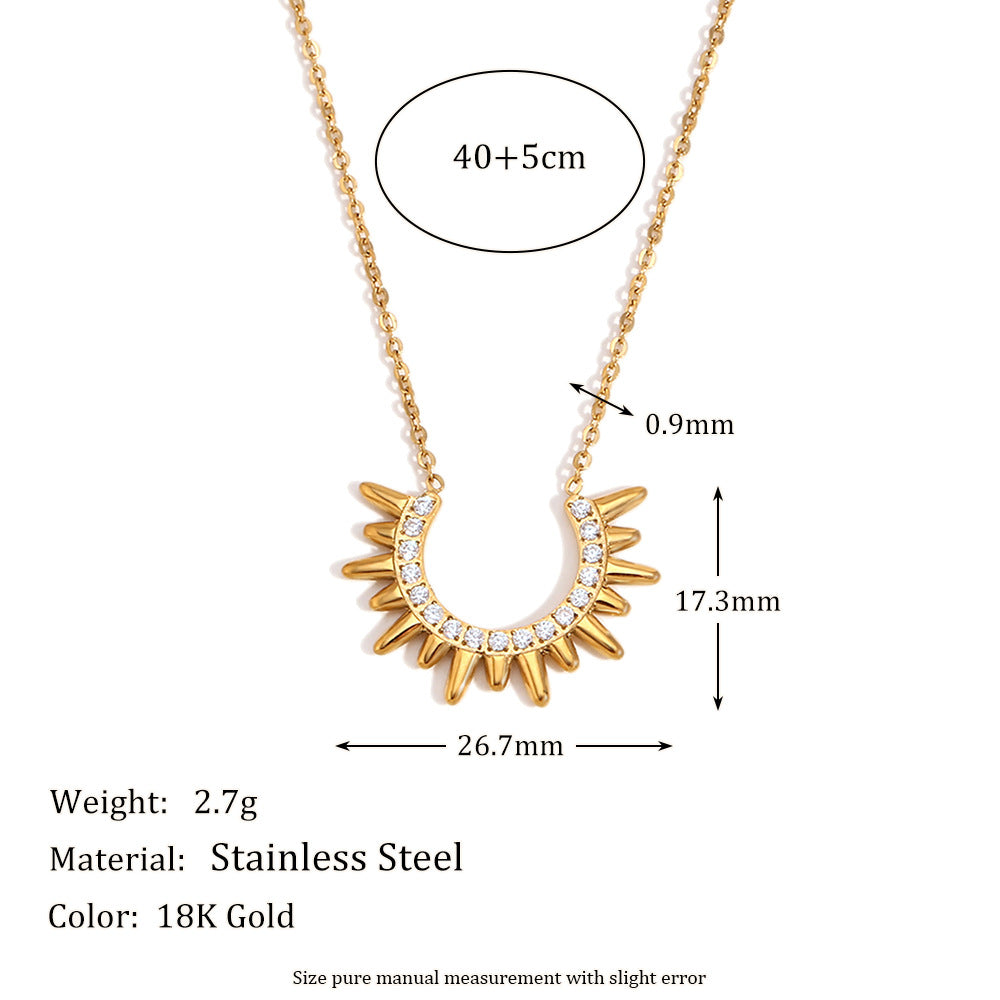 Collana con Pendente da Donna a Forma di Copricapo Indiano alla Moda in Acciaio Inox con Placcatura in Oro 18K, Design Geometrico