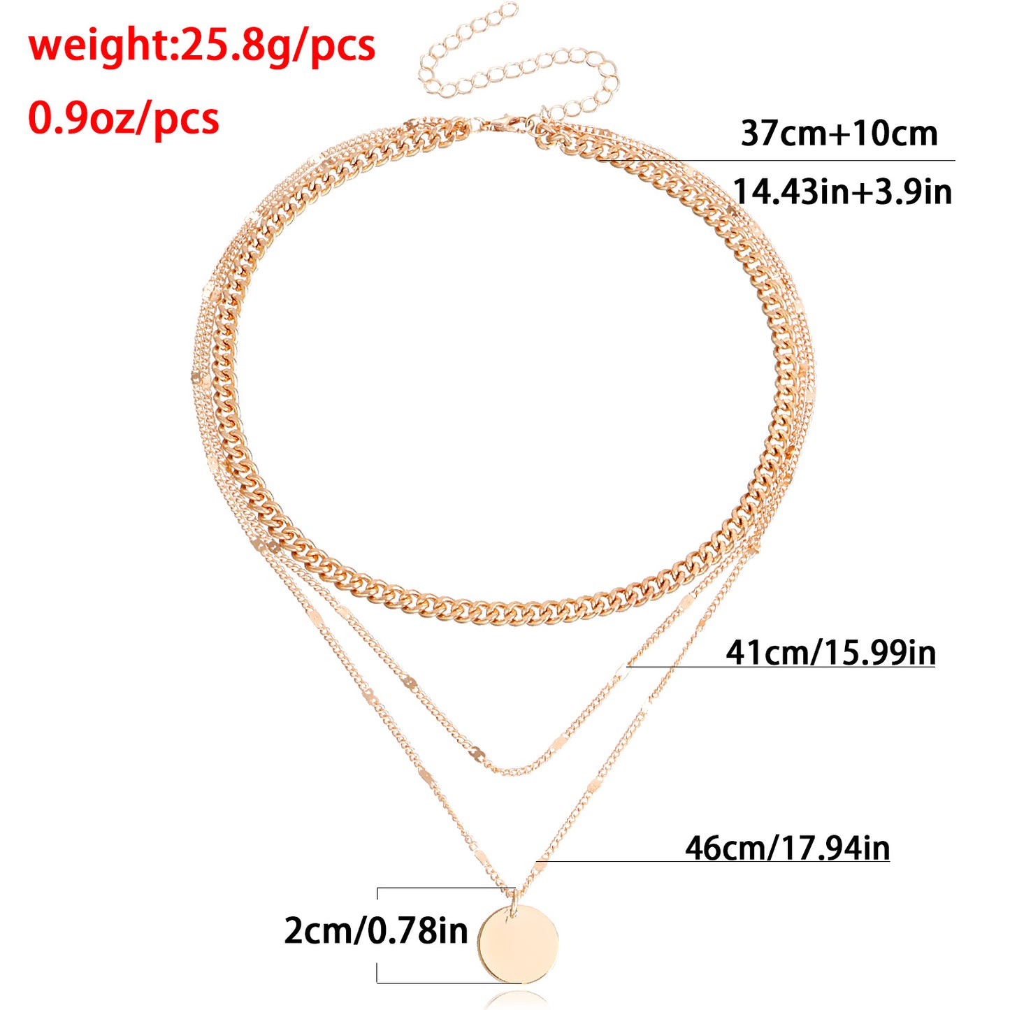Punk Geometric Metal Pendant Necklace for Women with Plated Finish and Delicate Choker Style