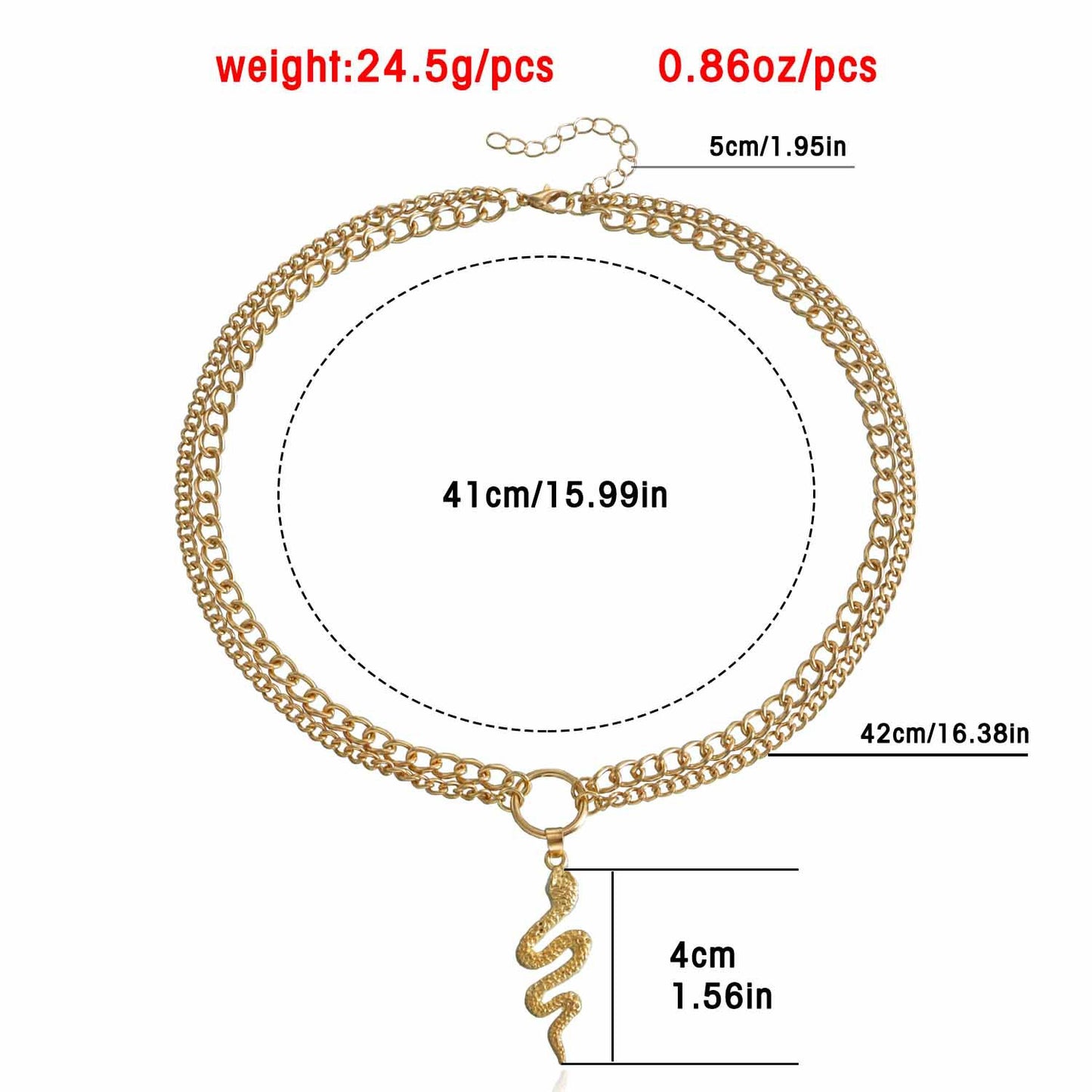 Minimalist Geometric Double-Layer Snake Pendant Necklace in Alloy with Plated Finish for Women