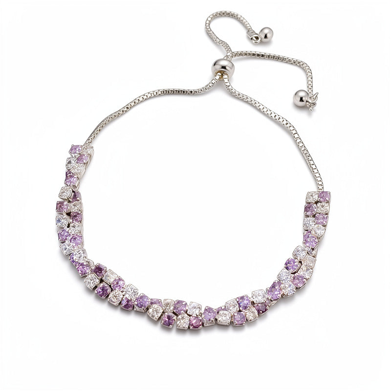 Elegant Geometric Brass Bracelet with Cubic Zirconia Inlay for Women
