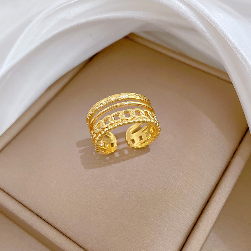 Minimalist Sweet Gold Plated Brass Crown Ring Adjustable Open Band for Women Couples