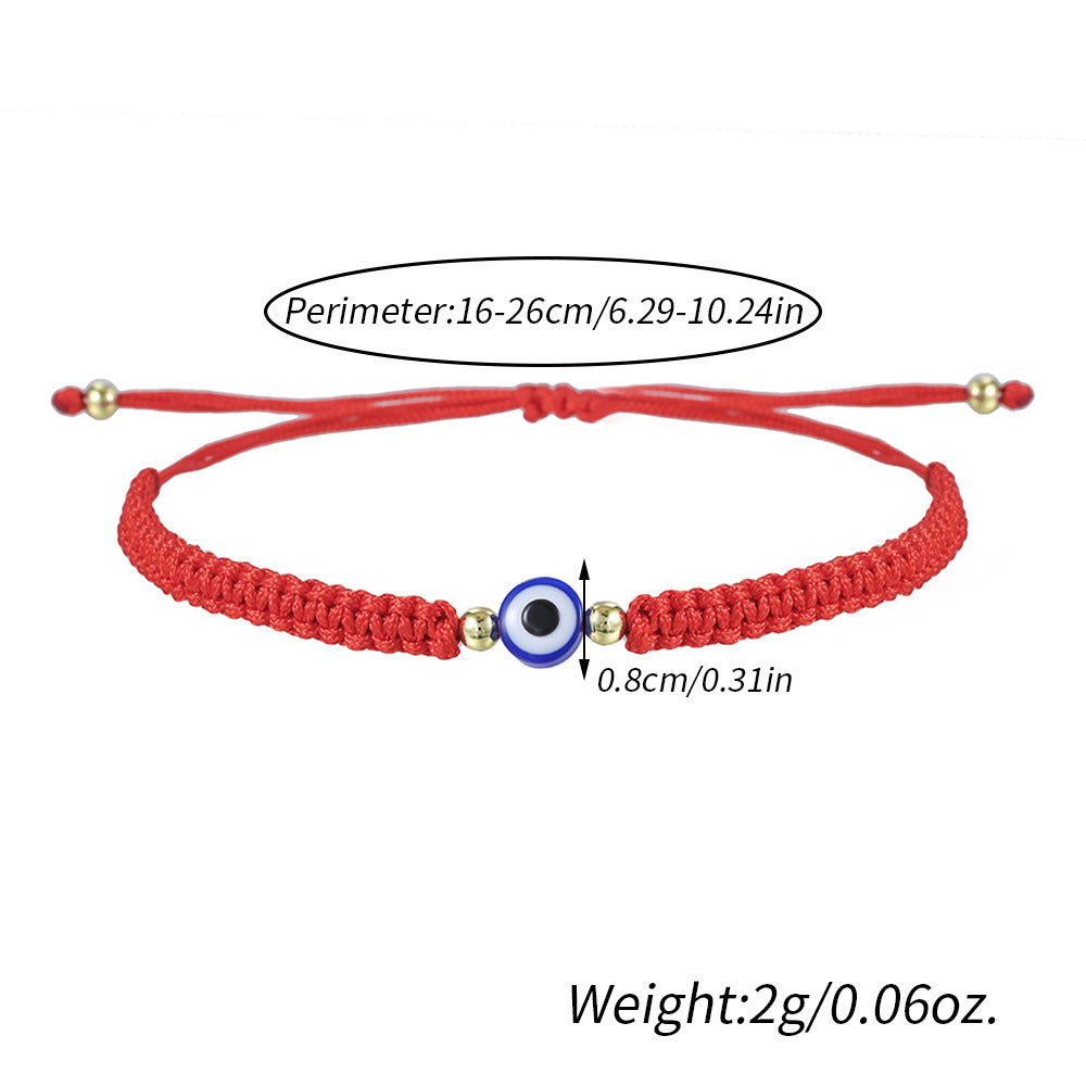 Geometric Round Evil Eye Plated Bracelet Adjustable Woven Cord