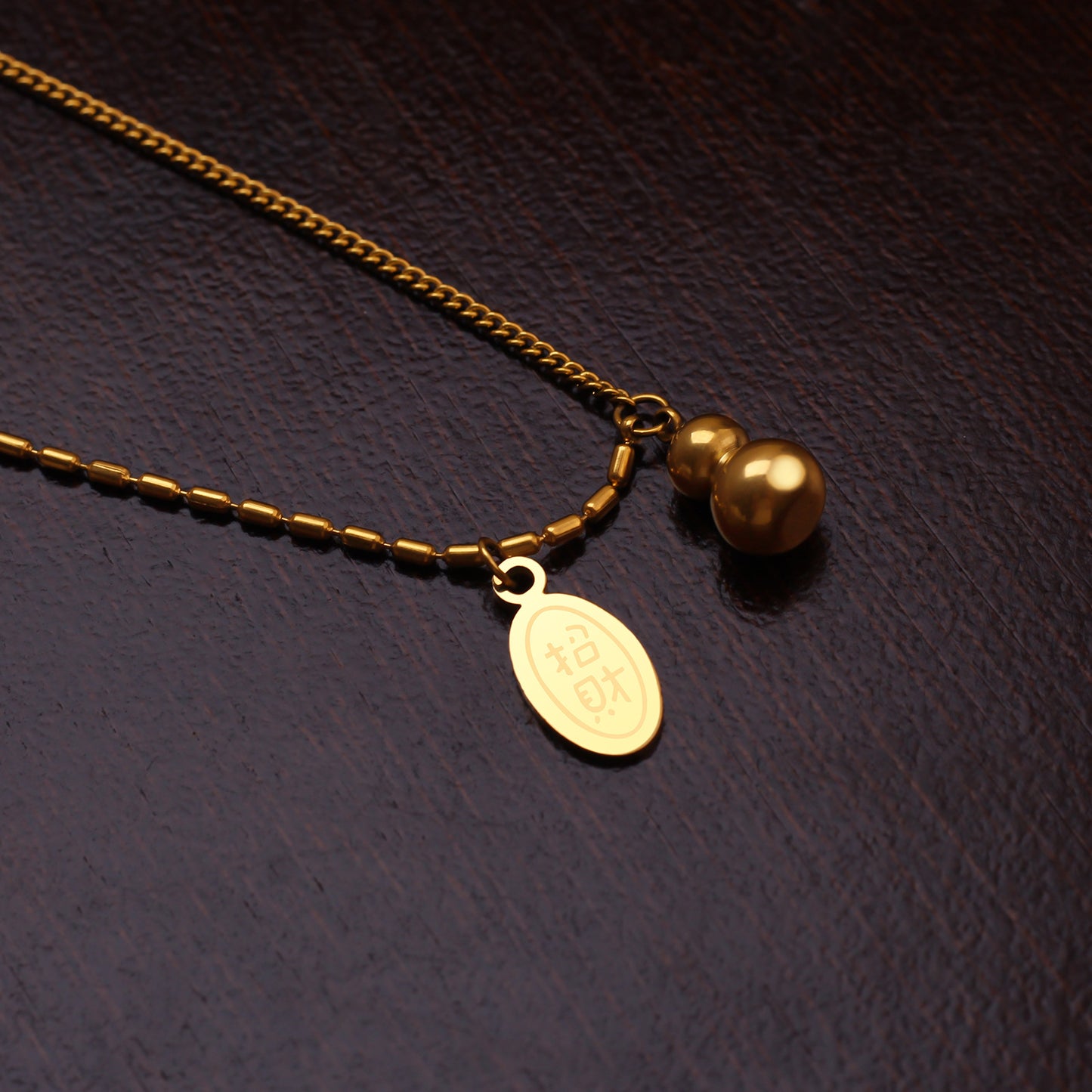 Geometric Titanium Steel Plated Pendant Necklace with Snake Chain for Women