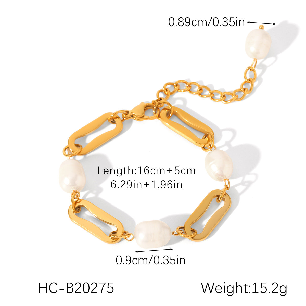 Elegante Bracciale Francese da Donna con Perle d'Acqua Dolce, Catena Figaro Geometrica in Acciaio Inossidabile e Finitura Placcata in Acciaio al Titanio