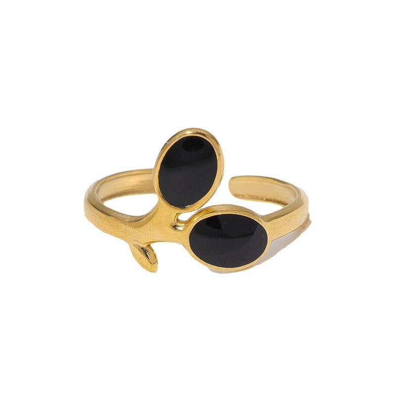 Anello Aperto Floreale Minimalista in Acciaio Inossidabile Placcato Oro da Donna Gioielli di Lusso