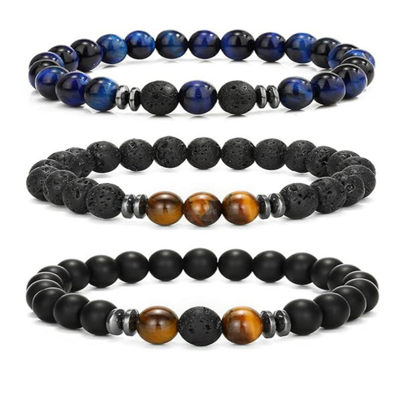 Minimalist Round Agate Geometric Bracelet Set Unisex