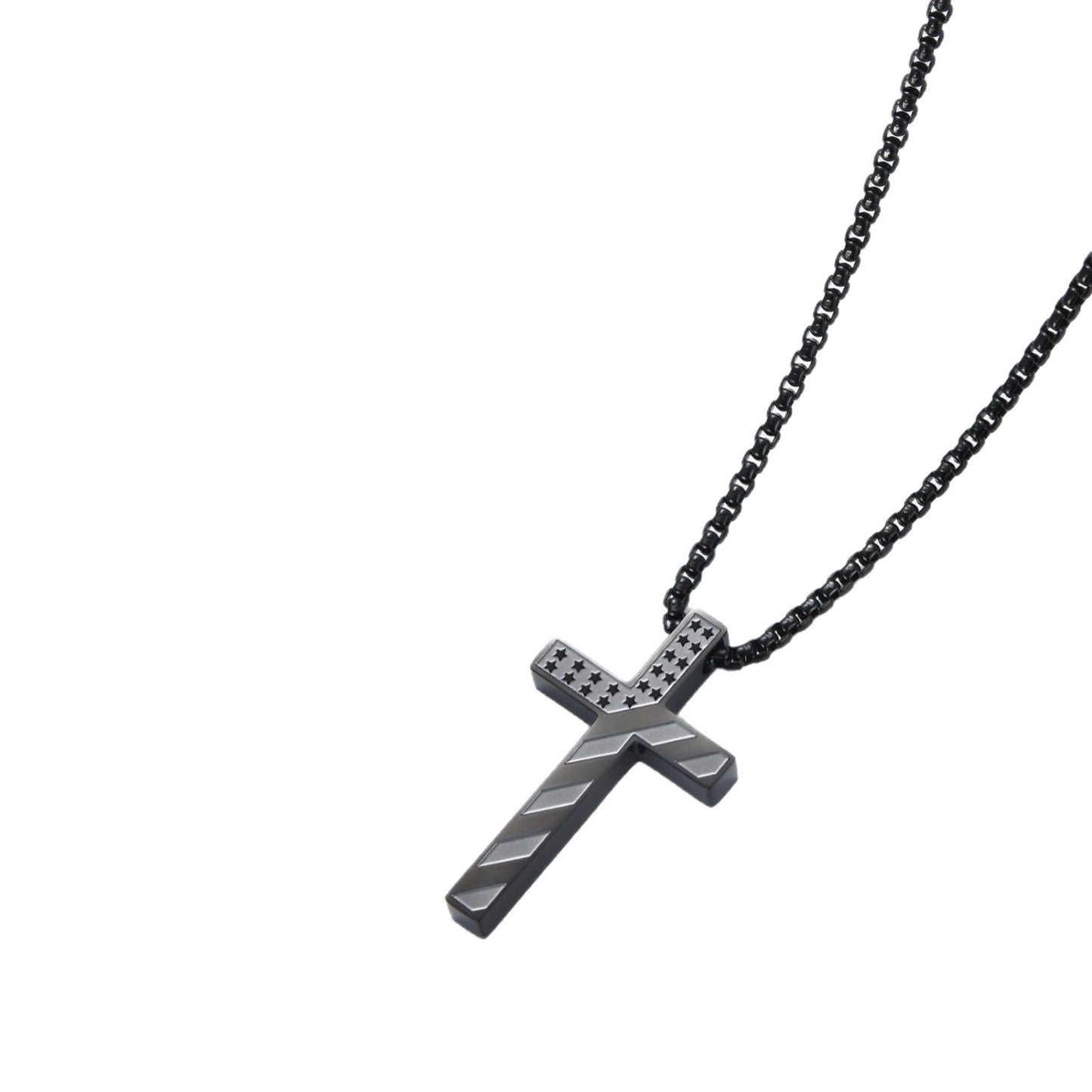 Polished Stainless Steel Cross Pendant Necklace on Ball Chain Unisex