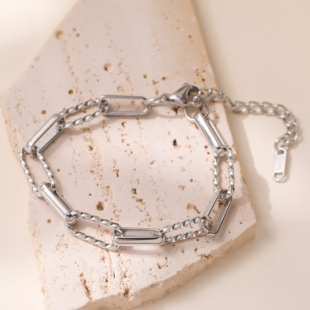Minimalist 18K Gold Plated Geometric Stainless Steel Bracelet for Women