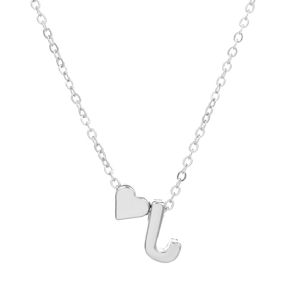Sweet Heart Letter Alloy Plated Necklace Singapore Chain for Women