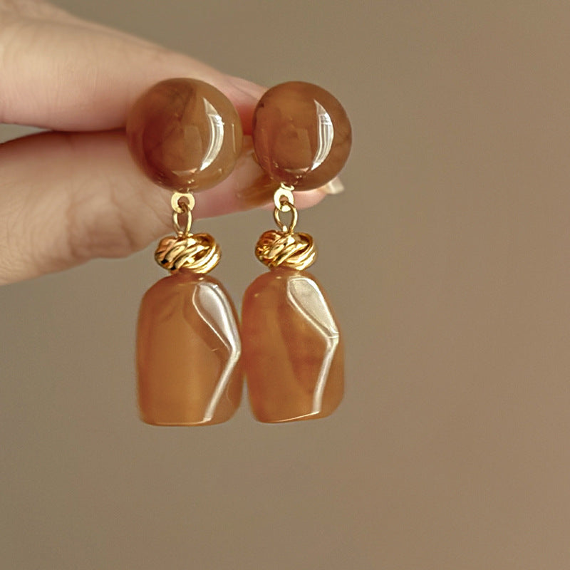 Orecchini da donna in resina geometrici irregolari vintage con effetto Ombré