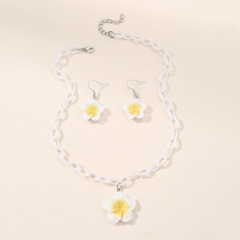 Set di collana con ciondolo a orso primaverile e floreale per bambini in resina con catena regolabile