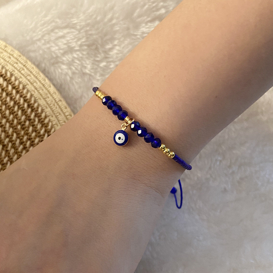 Unique Eye-Shaped Crystal Braided Bracelet for Women with Handmade Craftsmanship