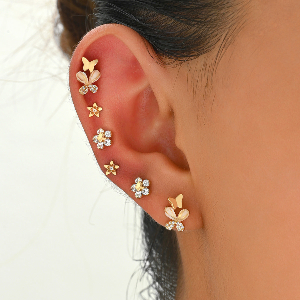 Pendientes Geométricos en Forma de Lazo para Mujer con Base de Cobre e Incrustación de Circonitas, Aretes Minimalistas Dulces con Poste de Acero Inoxidable
