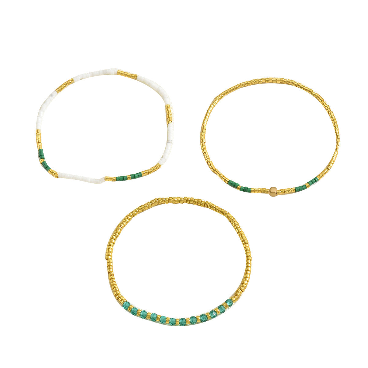Set di braccialetti da donna boho minimalisti multistrato con perline e ciondoli geometrici in cristallo, ideali come souvenir di viaggio