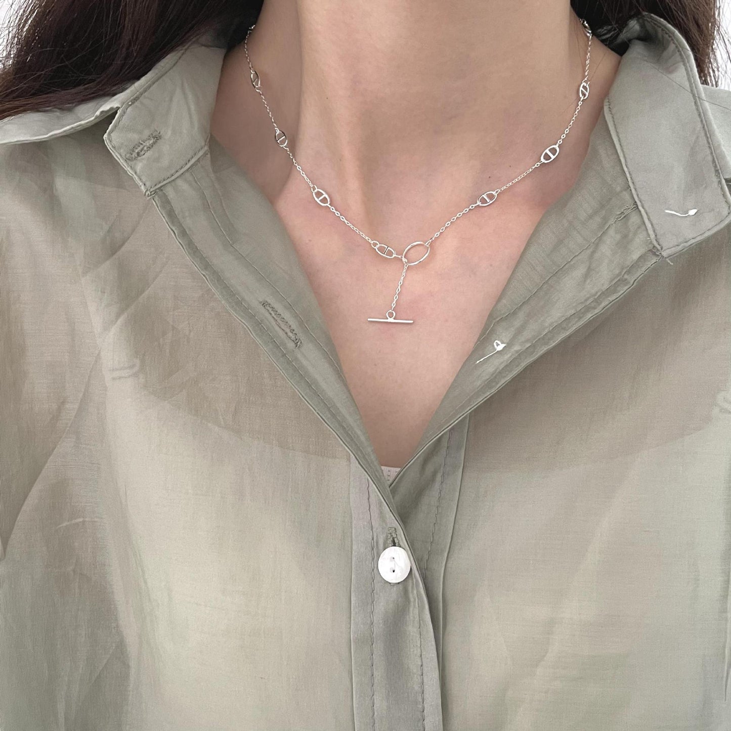 Collana da donna a forma di rombo minimalista in argento sterling 925 con finitura lucida