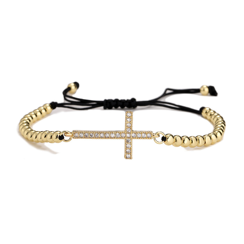 Bracciale Geometrico Minimalista in Rame Placcato Oro 18K con Accenti di Zirconi da Donna