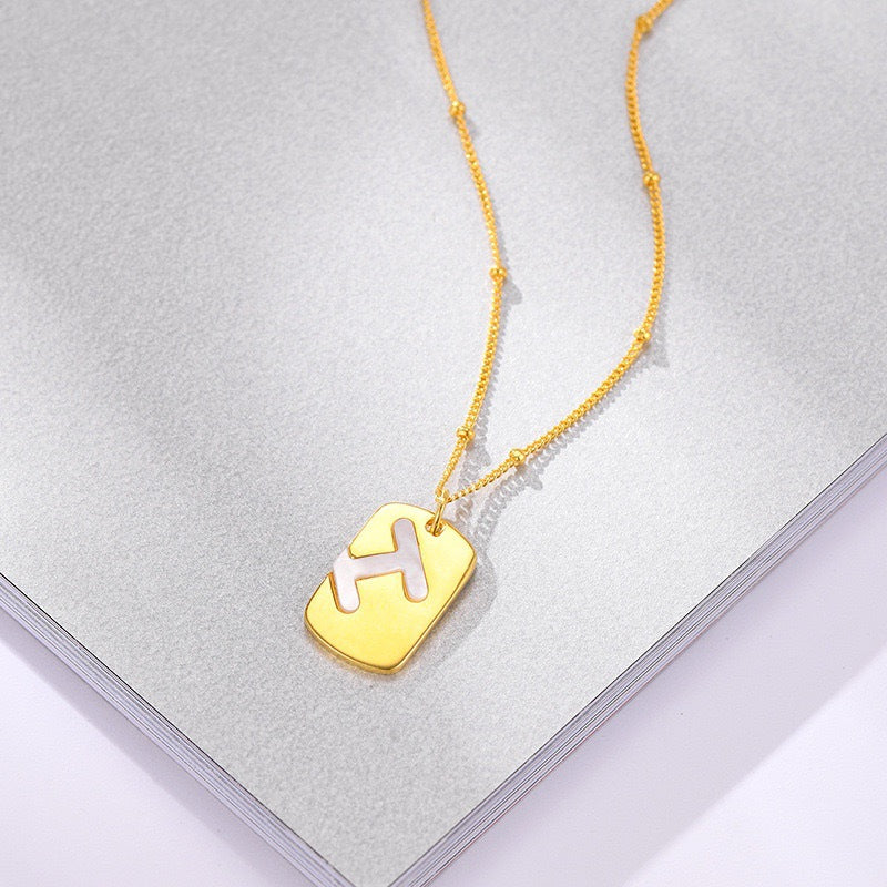 Minimalist Letter H Pendant Necklace in Titanium Steel with Plated Finish for Women and Men