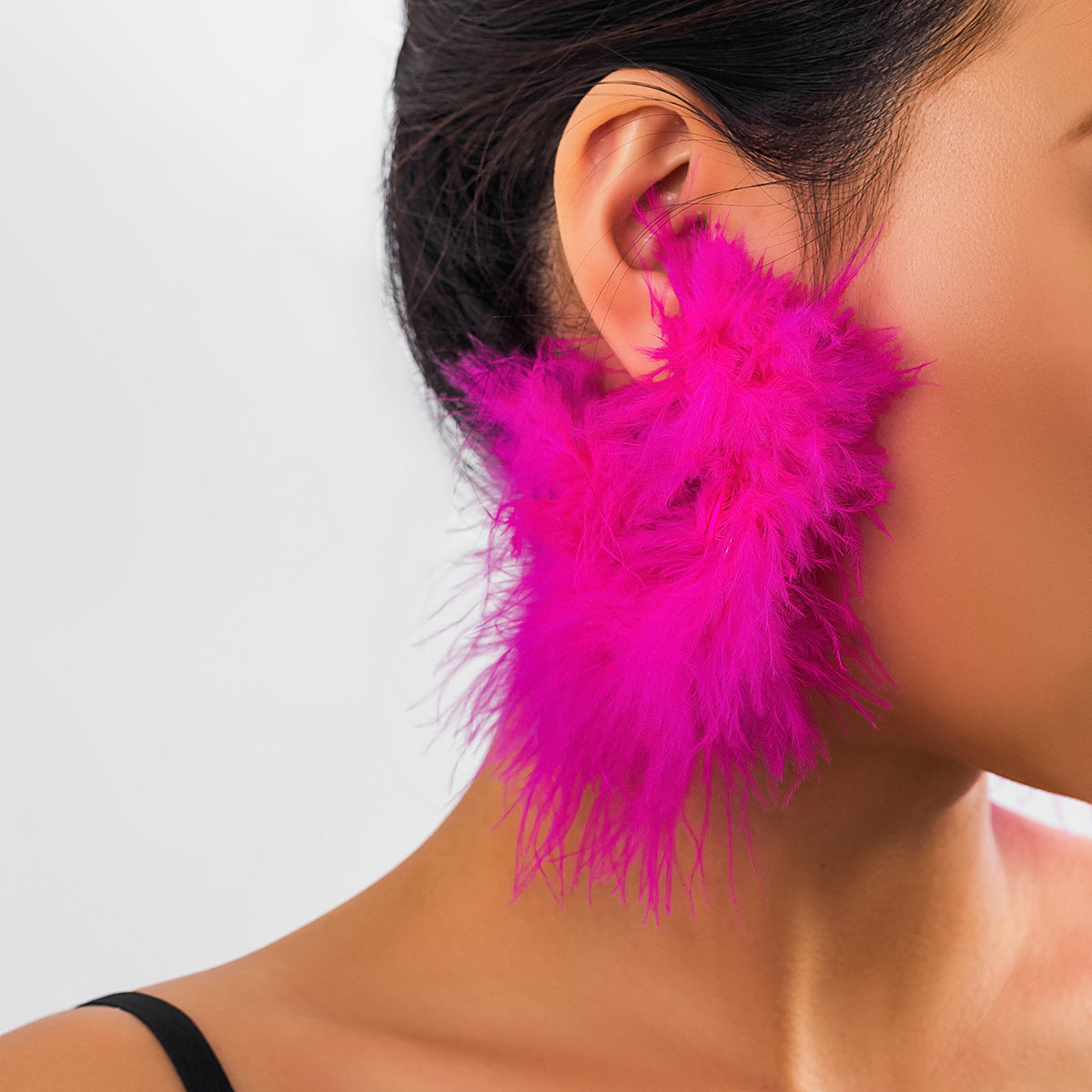 Sweet Punk Geometric Feather Fabric Handmade Choker Necklace for Women
