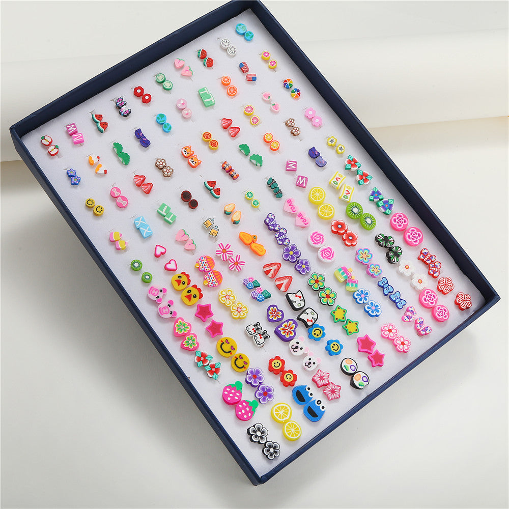 Creative Resin Animal Star Floral Stud Earrings Set for Women