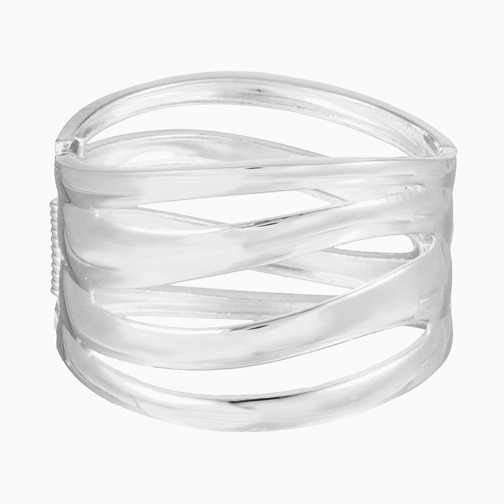 Geometric Round Plated Alloy Open Cuff Bracelet