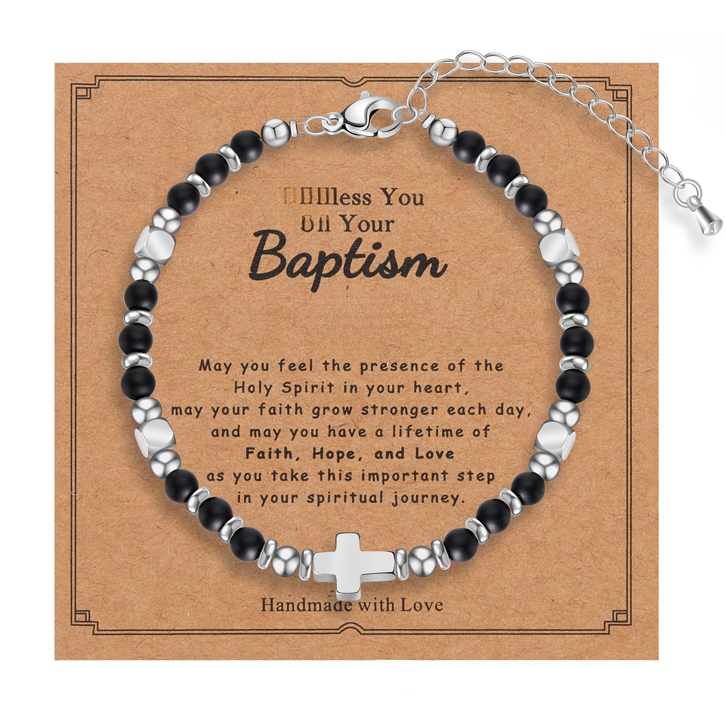 Minimalist Cross Stainless Steel Ball Chain Bracelet with Pink Crystal and Blue Turquoise for Women